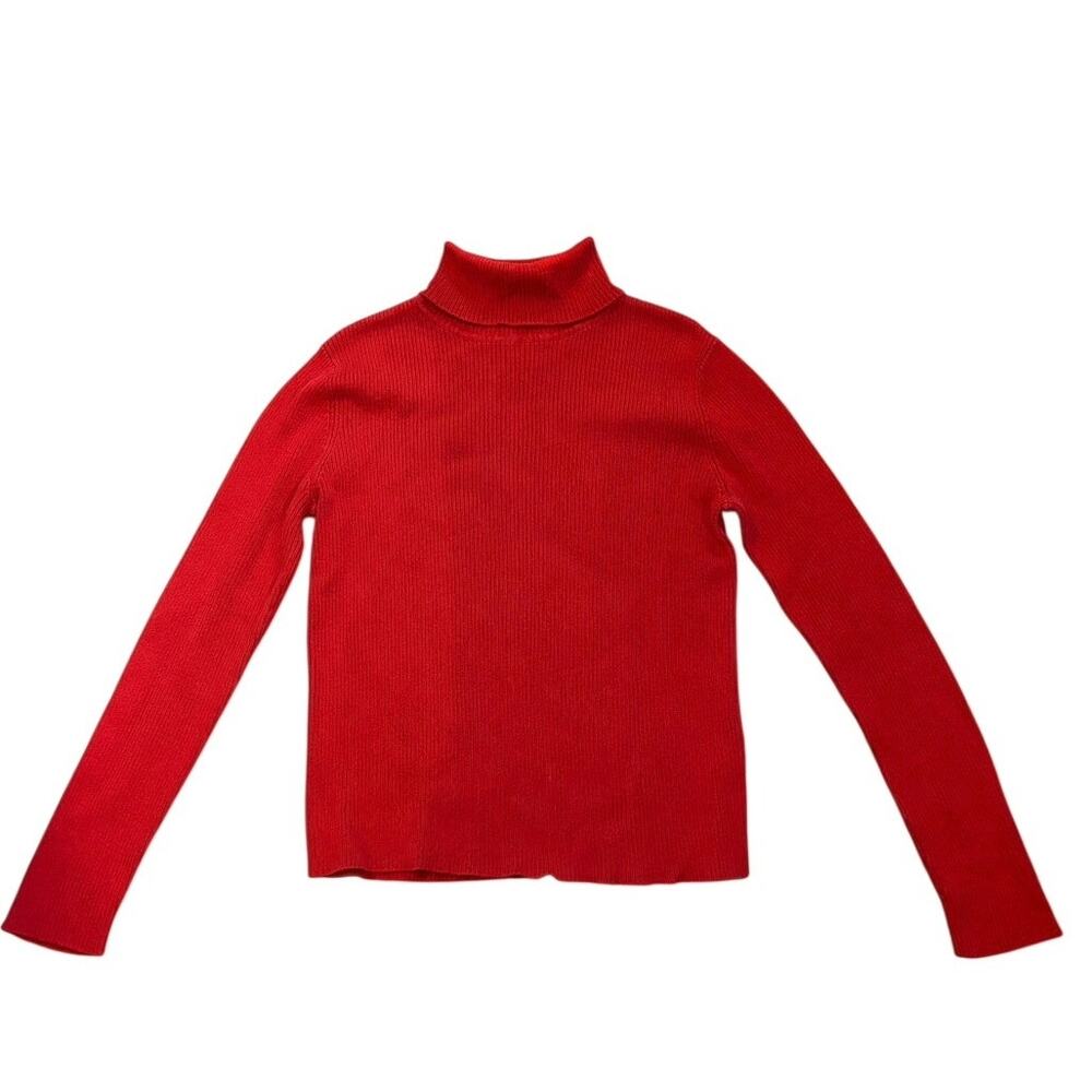 The Limited 100% Cotton Dark Orange Ribbed Turtleneck Sweater Size Large